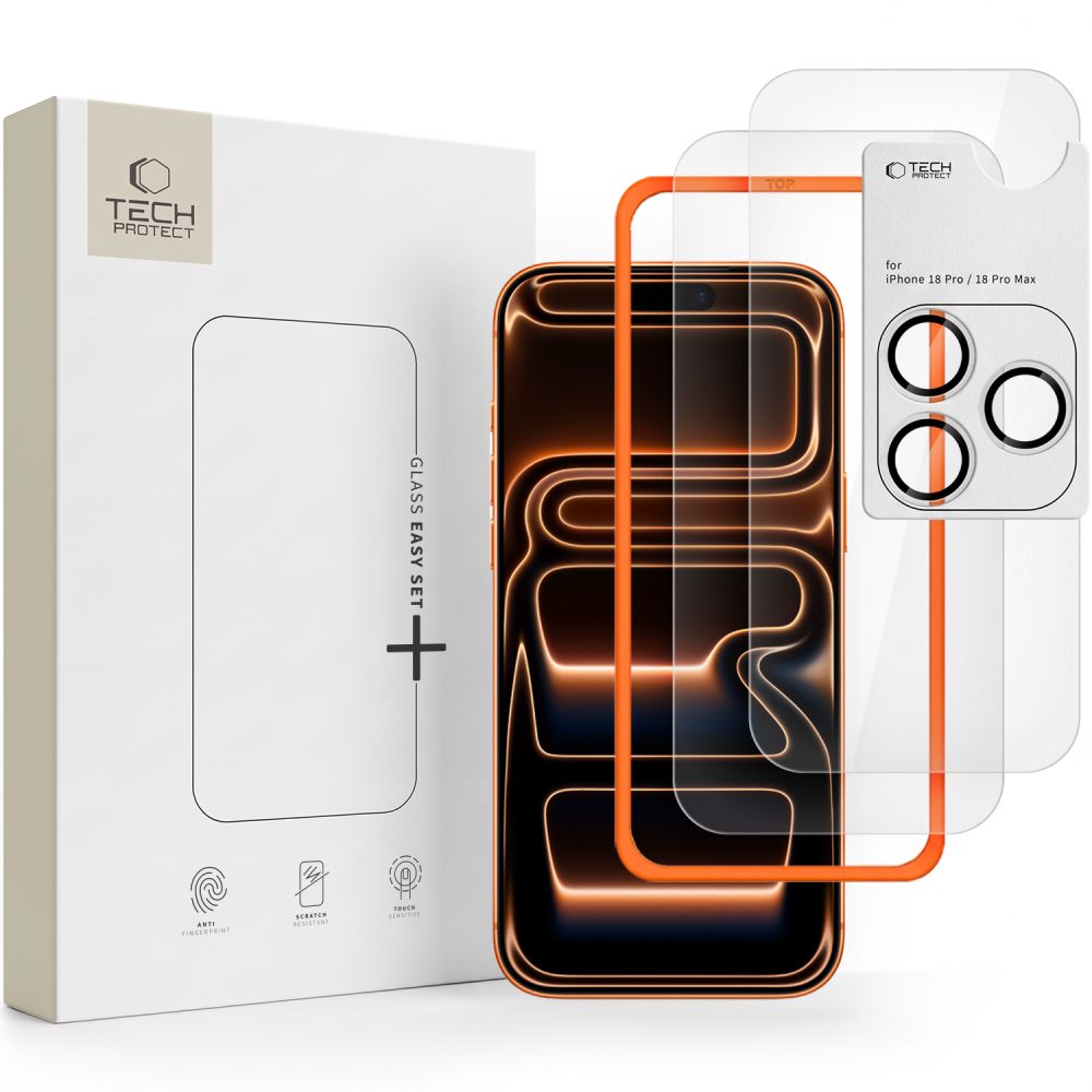 Tech-Protect Easy Set+ 3-Pack iPhone 17 Pro / 18 Pro Clear - tempered glass screen protector | Mobilrise