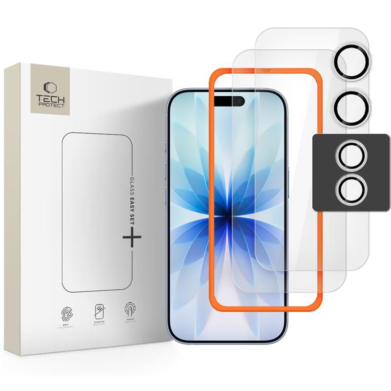 Panzerglas Tech-Protect Easy Set+ 3er-Pack für iPhone 17 – Clear