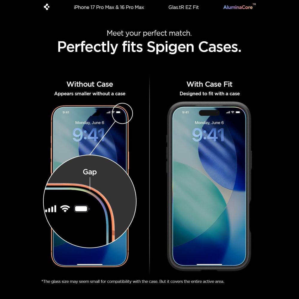 Spigen Glas.Tr 2-Pack iPhone iPhone 16 Pro Max / 17 Pro Max Clear - tempered glass screen protector - alternate view 9 | Mobilrise
