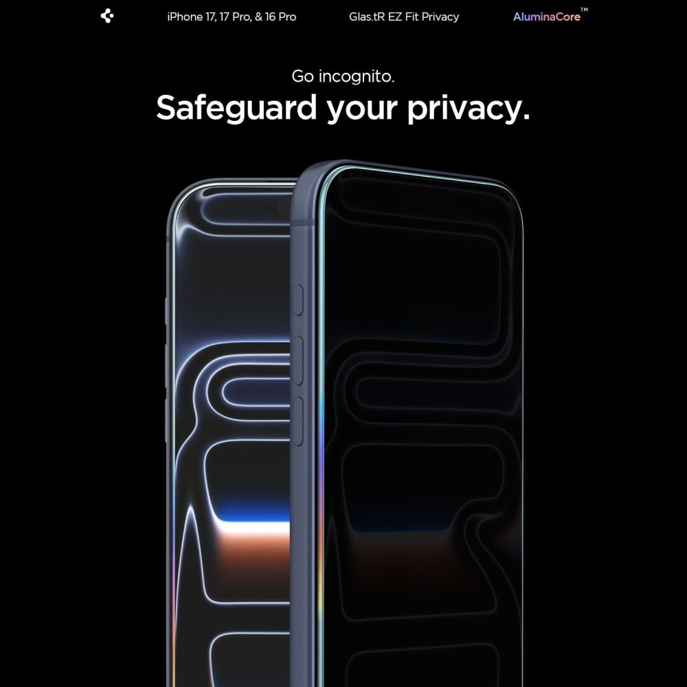 Spigen Glas.Tr 2-Pack iPhone 16 Pro / 17 / 17 Pro Privacy - tempered glass screen protector - alternate view 9 | Mobilrise
