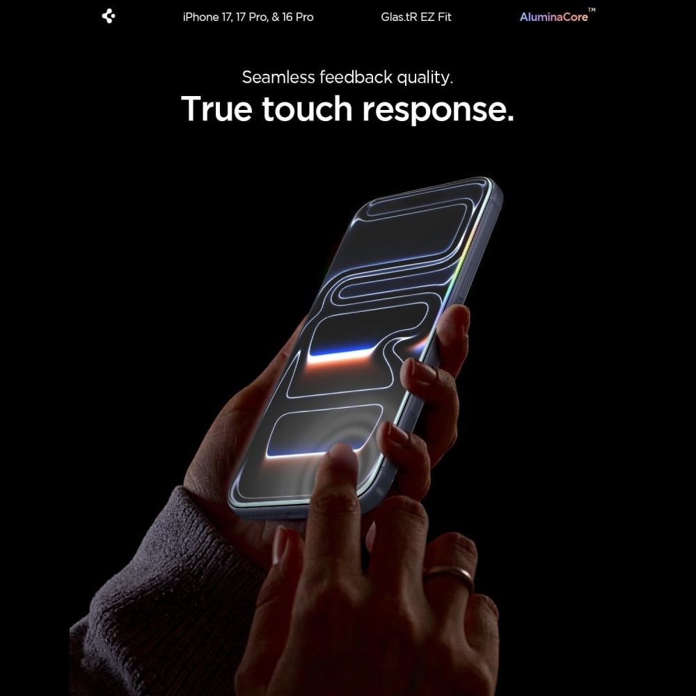 Spigen Glas.Tr 2-Pack iPhone 16 Pro / 17 / 17 Pro Clear - tempered glass screen protector - alternate view 9 | Mobilrise