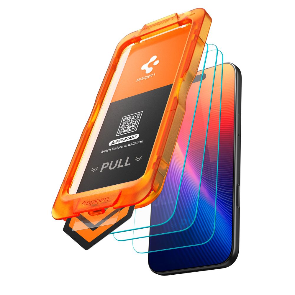Spigen Glas.tR AlignMaster Slim 3-Pack iPhone 17 Clear - tempered glass screen protector - alternate view 2 | Mobilrise
