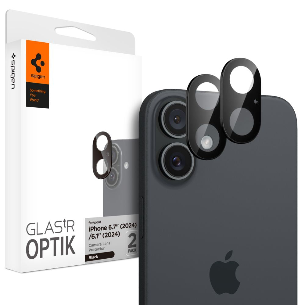 Spigen Optik Glas.Tr Protection Caméra (lot de 2) iPhone 16 / 16 Plus Noir