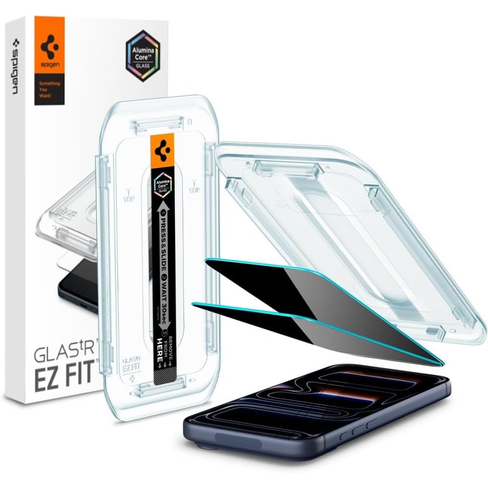 Spigen Glas.Tr 2er-Pack für iPhone 16 Pro / 17 / 17 Pro – Privacy