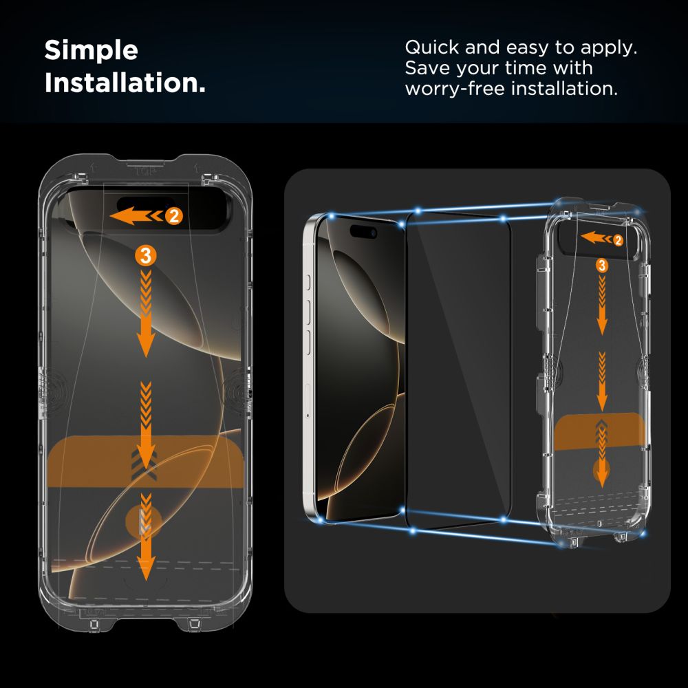 Tech-Protect Quick Set Spy+ 2-Pack iPhone 16 Pro Black - tempered glass screen protector - alternate view 3 | Mobilrise