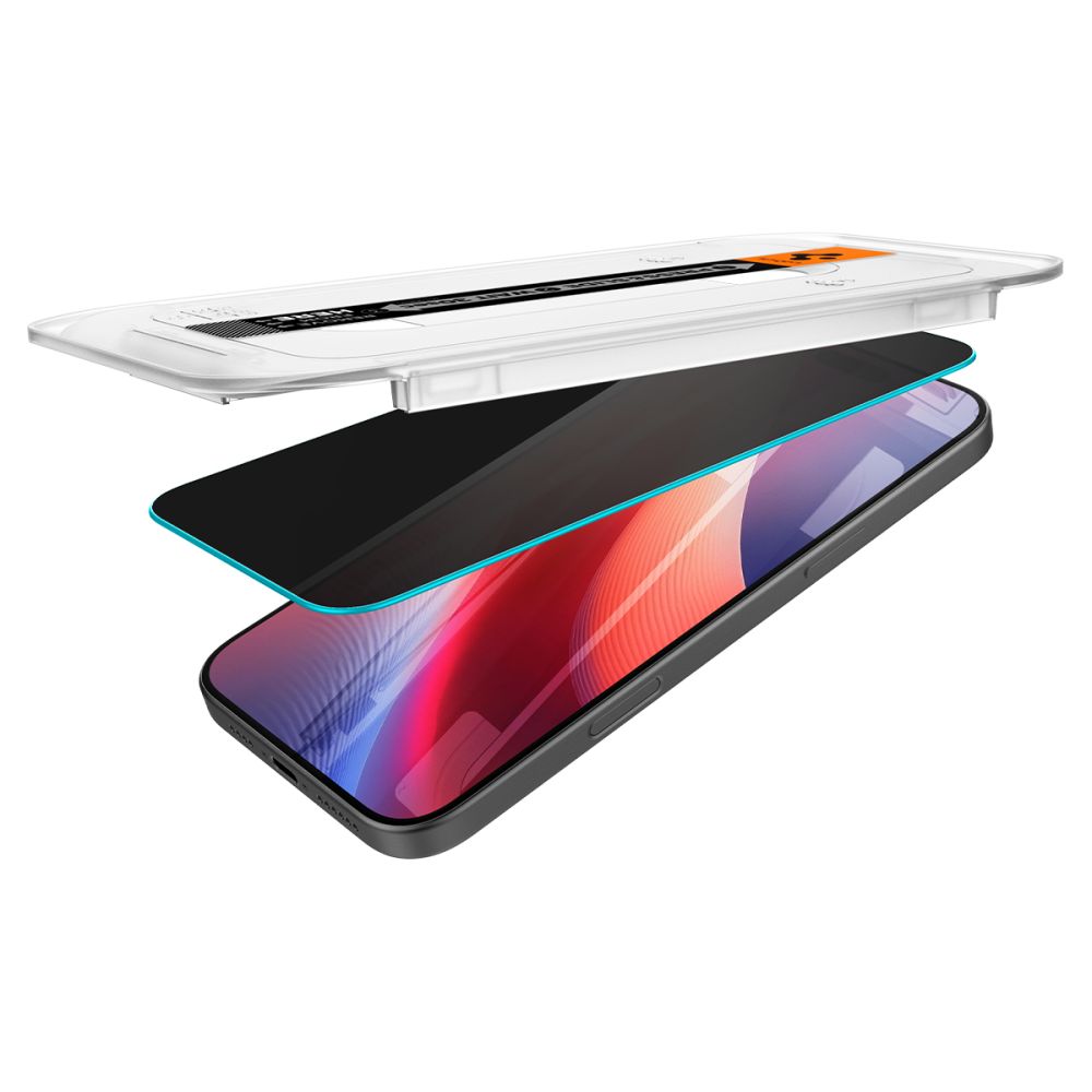 Spigen Glas.Tr 2-Pack iPhone 16 Pro / 17 / 17 Pro Privacy - tempered glass screen protector - alternate view 5 | Mobilrise