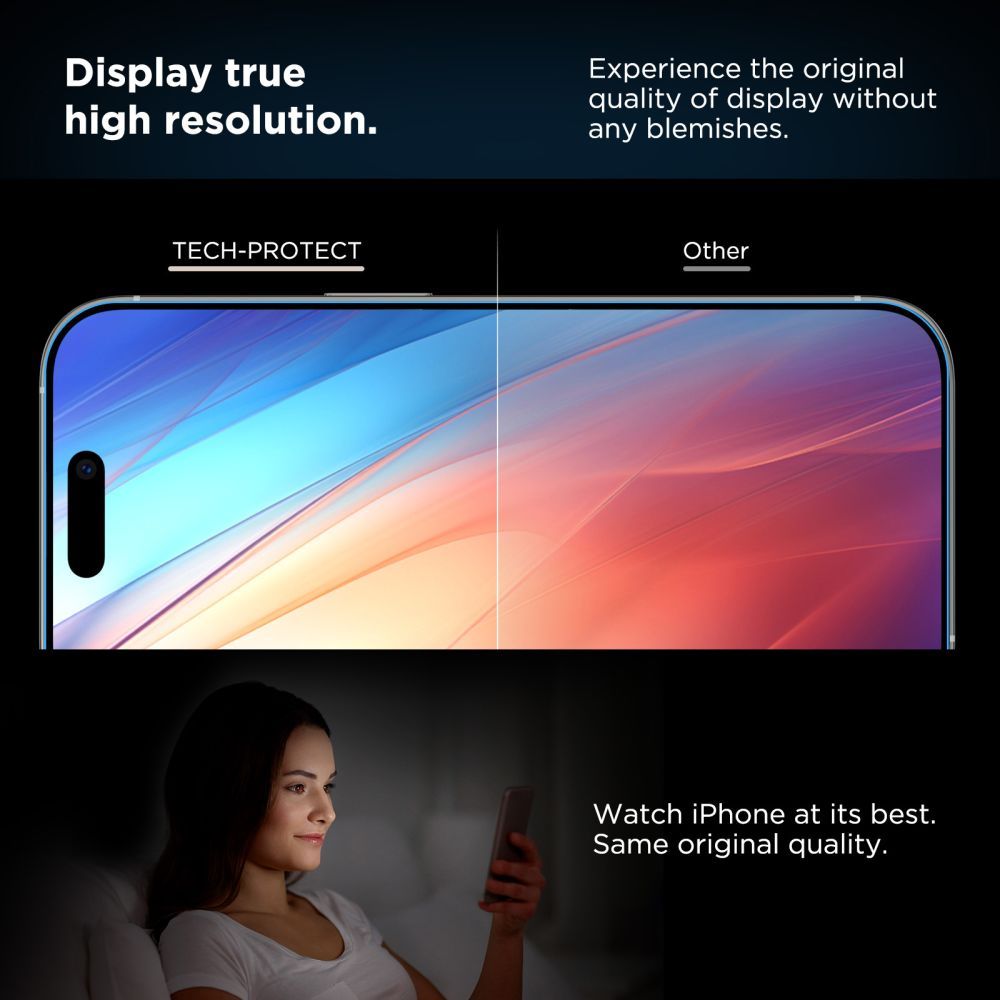 Tempered Glass Tech-Protect Quick Set+ 2-Pack iPhone 17 Pro Black - alternate view 5 | Mobilrise