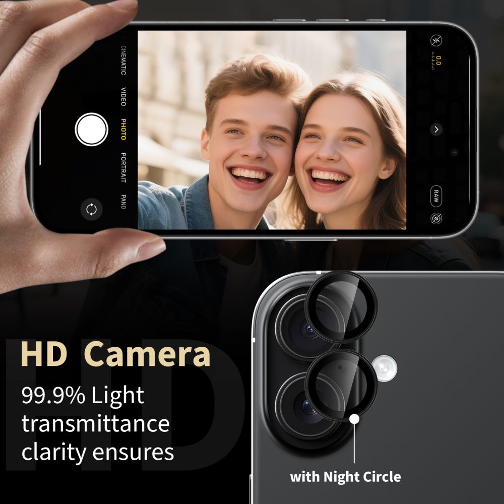 Tech-Protect Camring Fit+ iPhone 16 / 16 Plus / 17 Clear - camera lens protector - alternate view 4 | Mobilrise