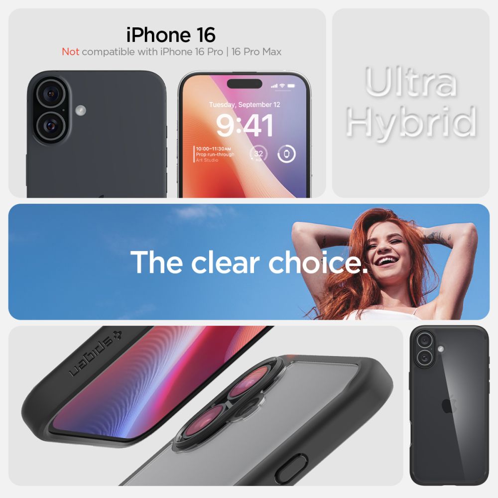 Spigen Ultra Hybrid iPhone 16 Matte Black - phone case - alternate view 9 | Mobilrise